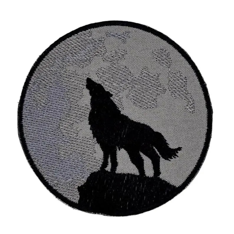 Wolf Mond Aufnäher – 10 x 10 cm Patch – Stickerei – Türkei Tschetschenien Wikinger Symbol - zum Aufnähen