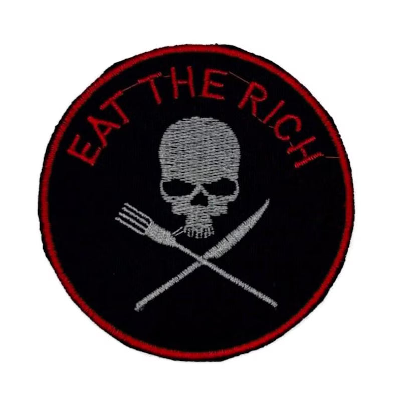 Eat The Rich Patch - 7.5 x 7.5 cm Skull Patch - Anarchy Punk Goth DIY - sew-on