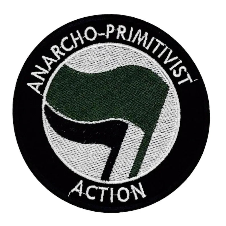 Anarcho-Primitivist Action Aufnäher 10 cm - Grün-Schwarz - Anprim - Anarcho-Primitivismus - Ted Kaczynski - Earth First - Grüner Anarchismus