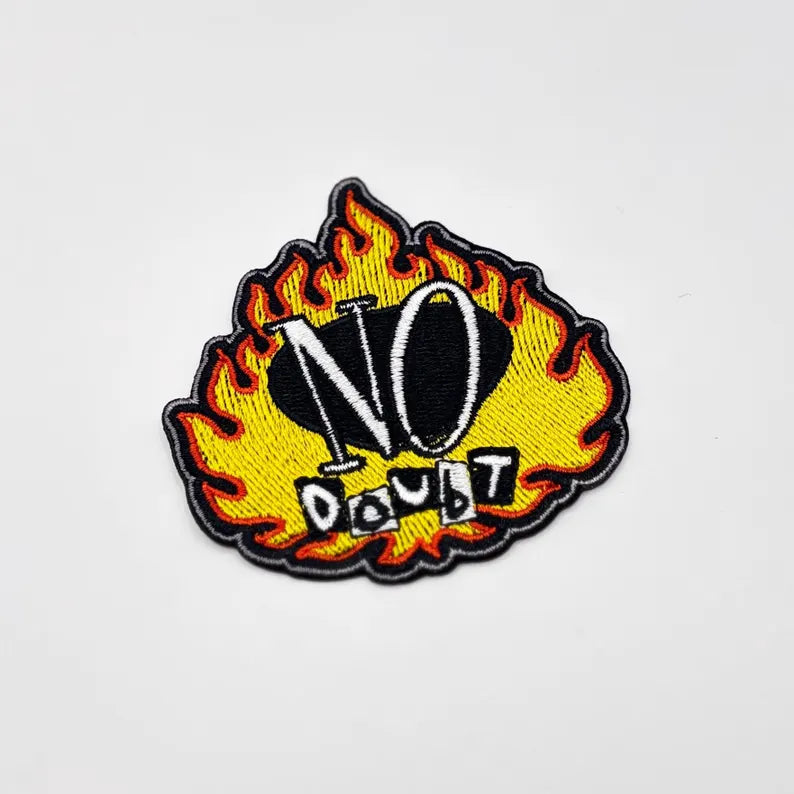 Official No Doubt Patch | Flames Logo Woven Patch | Ska Punk Band Merch | Iron-On 7.5 x 7.5 cm