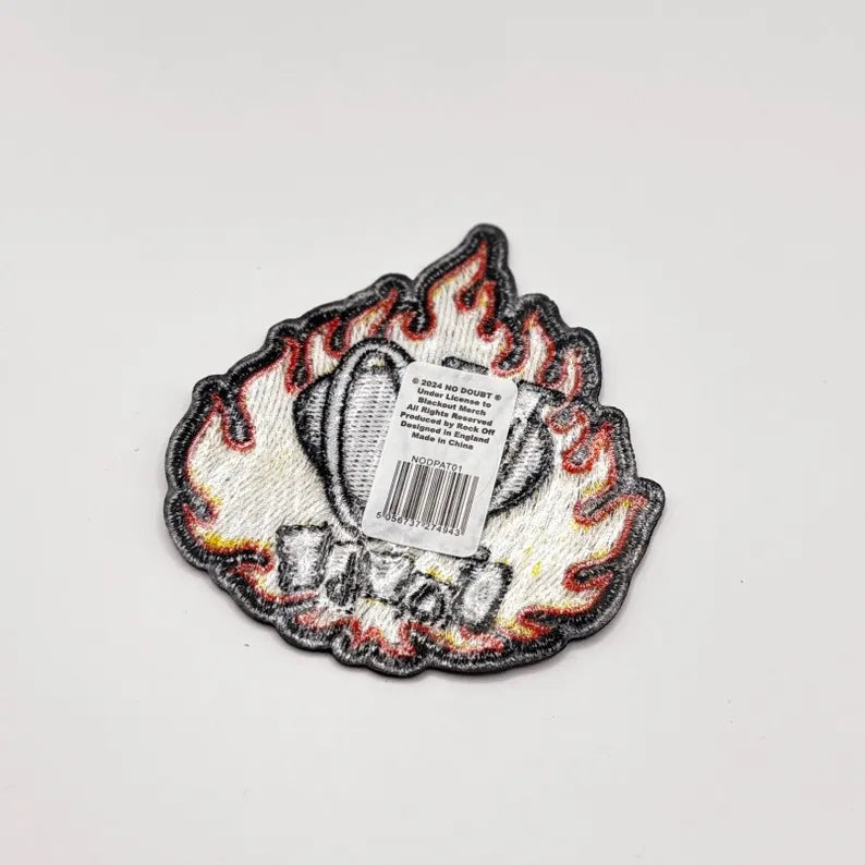 Official No Doubt Patch | Flames Logo Woven Patch | Ska Punk Band Merch | Iron-On 7.5 x 7.5 cm