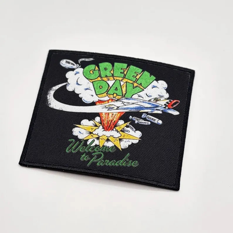 Official Green Day Patch | "Welcome To Paradise" Patch | Iron-on | Punk Rock Band Merchandise | 8 x 9.5 cm