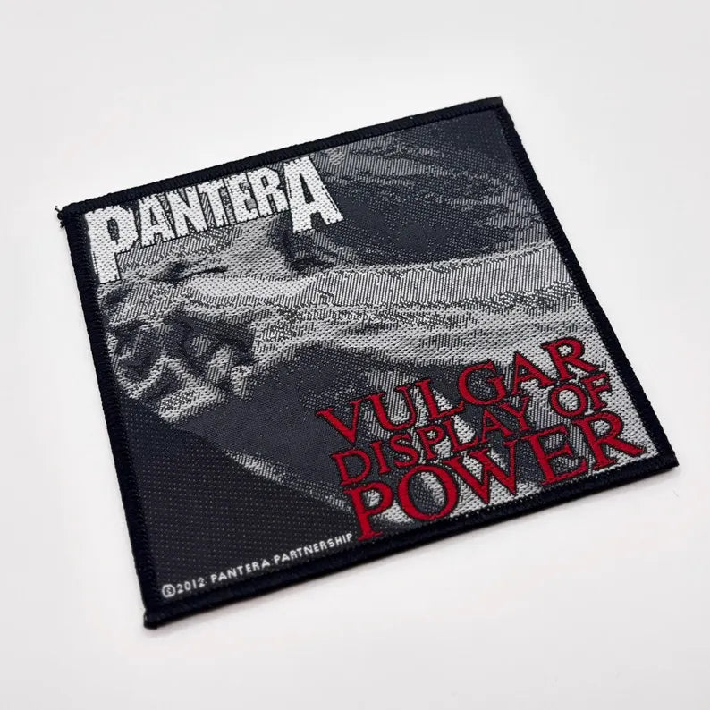 Pantera Patch - Officially Licensed - Vulgar Display of Power - Woven Patch - Overlock Edge - Sew-On 10 x 10 cm