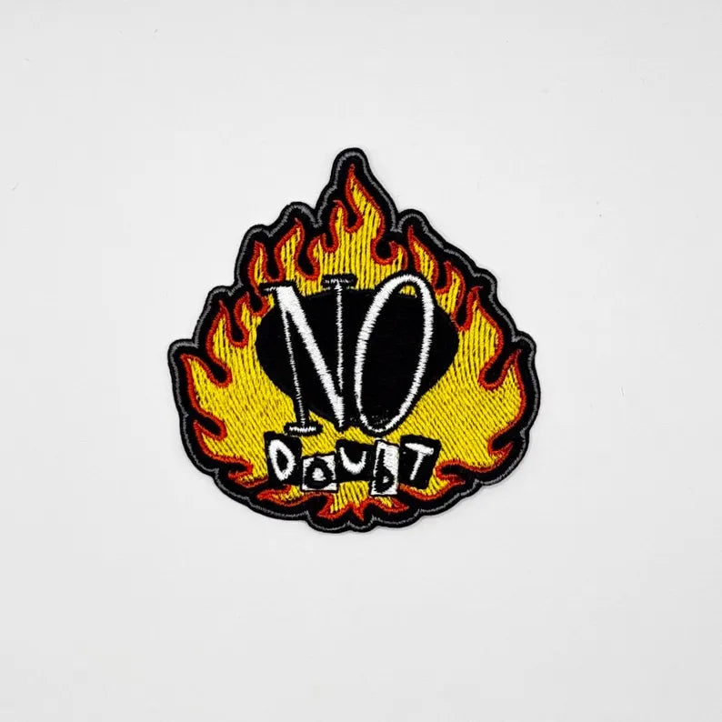 Official No Doubt Patch | Flames Logo Woven Patch | Ska Punk Band Merch | Iron-On 7.5 x 7.5 cm