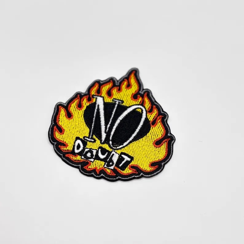 Official No Doubt Patch | Flames Logo Woven Patch | Ska Punk Band Merch | Iron-On 7.5 x 7.5 cm
