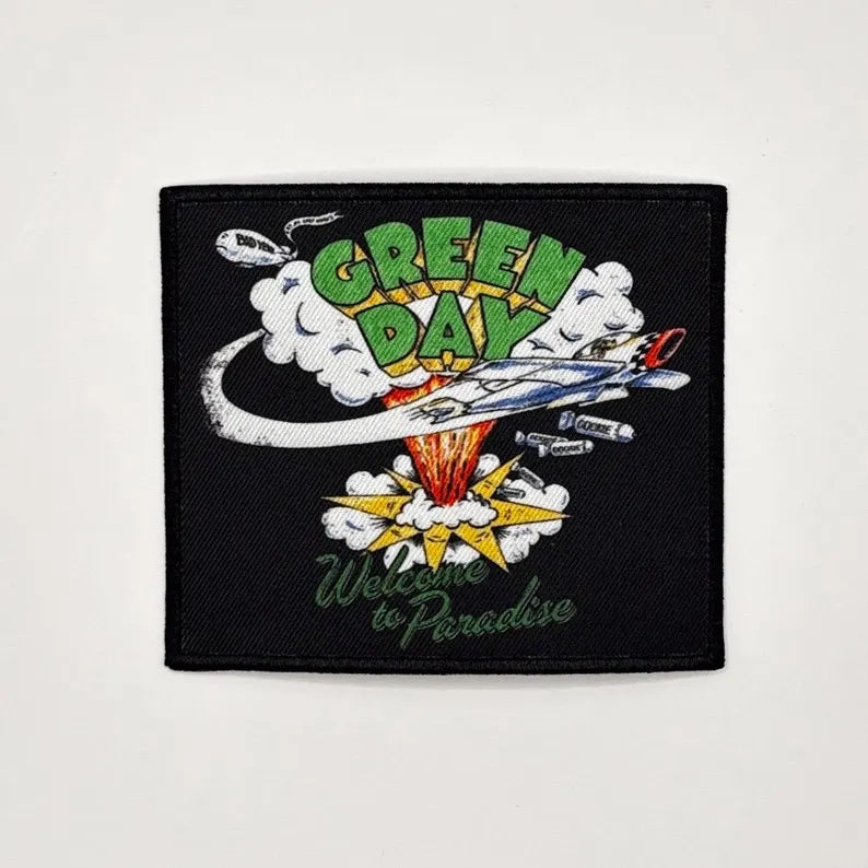 Official Green Day Patch | "Welcome To Paradise" Patch | Iron-on | Punk Rock Band Merchandise | 8 x 9.5 cm