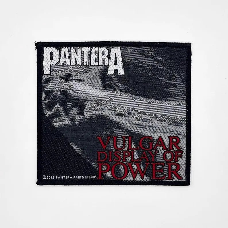 Pantera Patch - Officially Licensed - Vulgar Display of Power - Woven Patch - Overlock Edge - Sew-On 10 x 10 cm