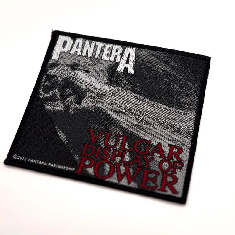 Pantera Patch - Officially Licensed - Vulgar Display of Power - Woven Patch - Overlock Edge - Sew-On 10 x 10 cm