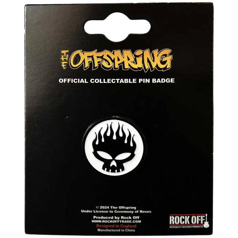 Offizieller The Offspring Pin | "Skull" Logo Anstecker | Punk Rock Merch | Black Dye Coating 2 x 2 cm