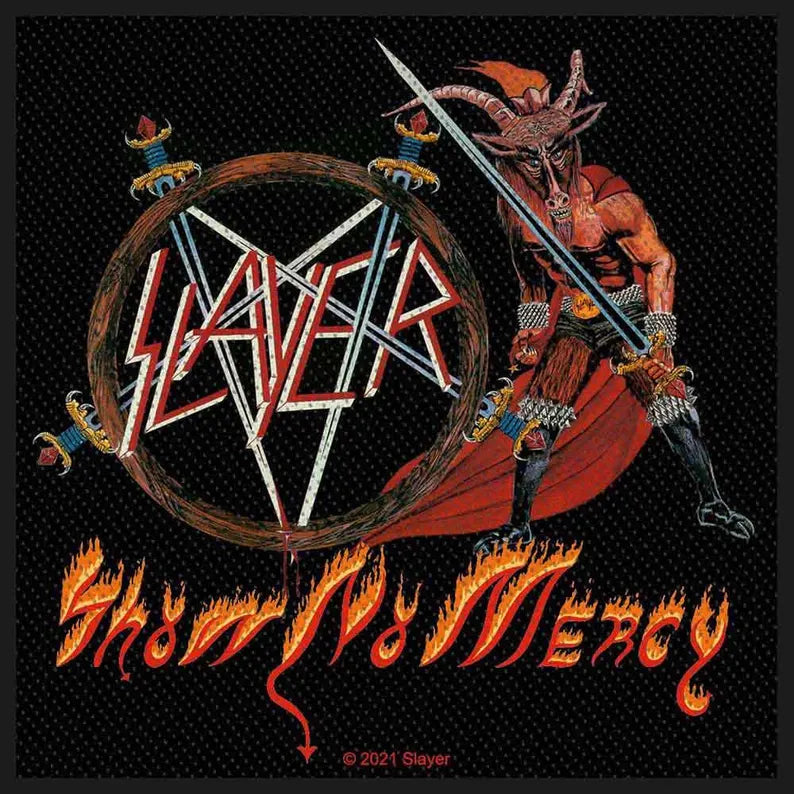 Offizieller Slayer Patch | "Show No Mercy" Woven Aufnäher | Thrash Metal Band Merch | 10 x 10 cm