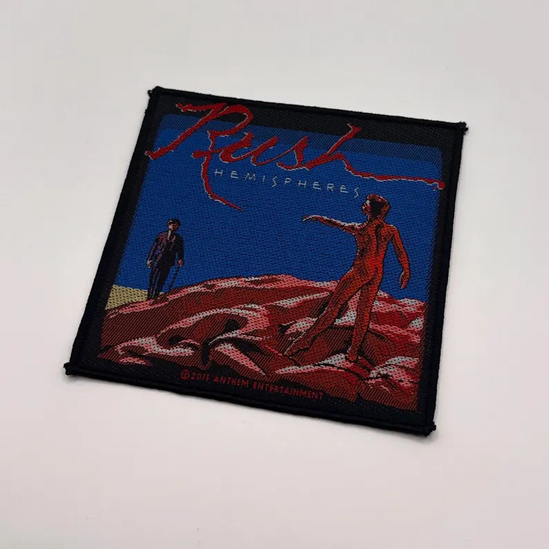 Offizieller Rush Patch | "Hemispheres" Album Cover Woven Aufnäher | Prog Rock Merch | 10 x 10 cm