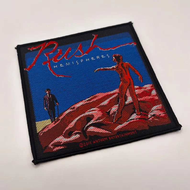 Offizieller Rush Patch | "Hemispheres" Album Cover Woven Aufnäher | Prog Rock Merch | 10 x 10 cm