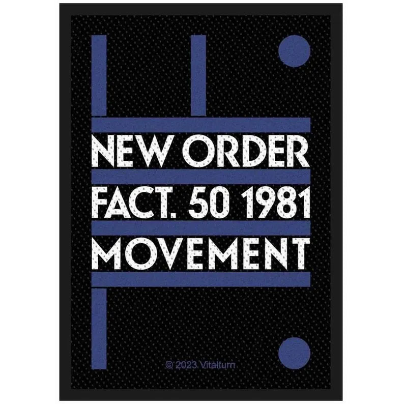Offizieller New Order Patch | "Fact 50 / Movement" Woven Aufnäher | Post-Punk Merch | 10 x 7 cm