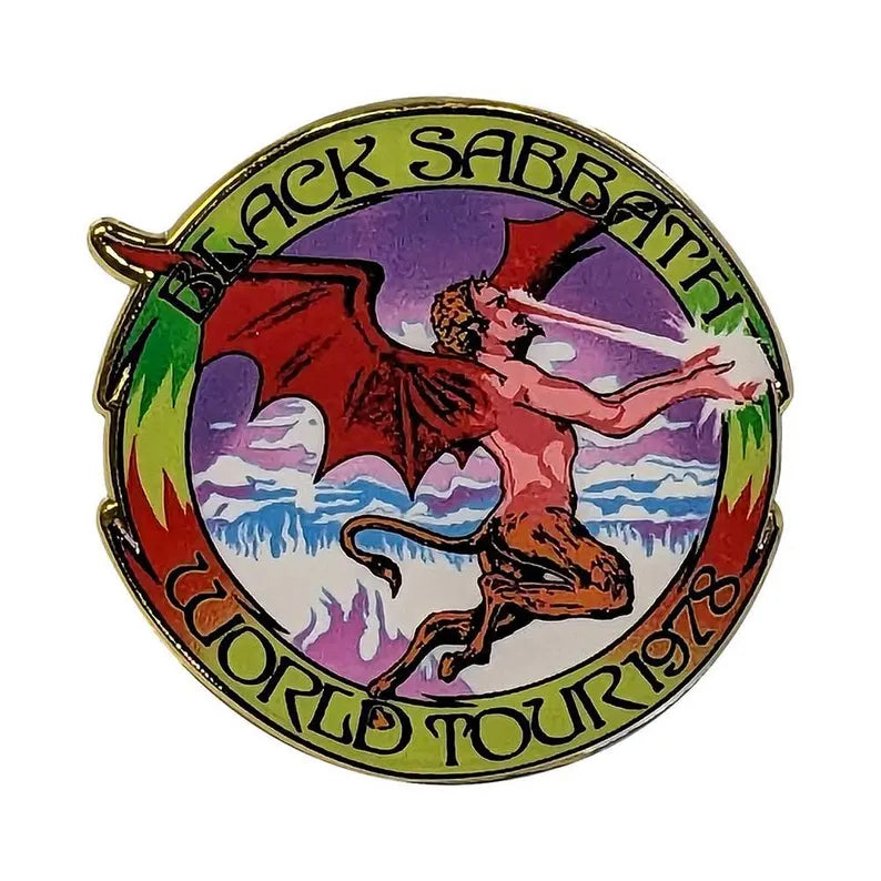 Offizieller Black Sabbath Pin Badge | "World Tour 1978" Emaille-Anstecker | Gold-Optik | 3,5 x 3,5 cm