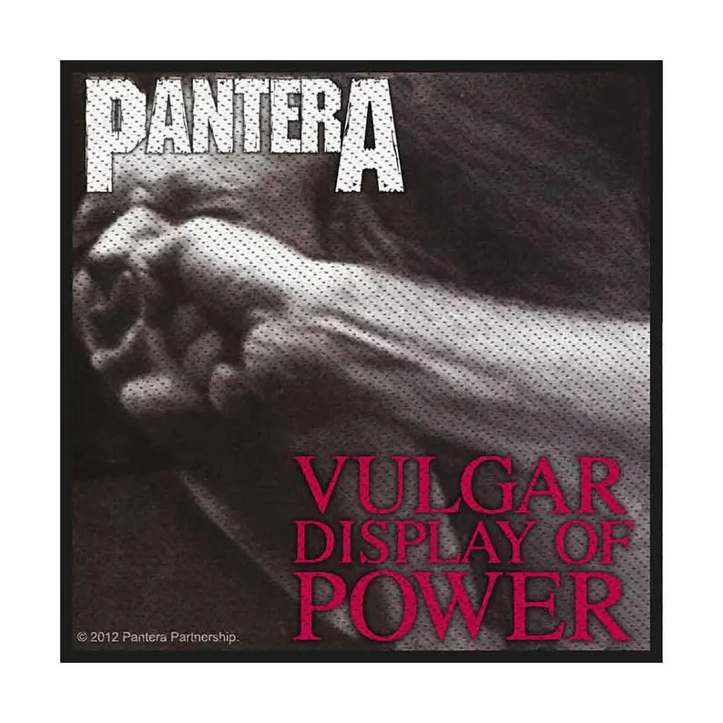 Pantera Patch - Officially Licensed - Vulgar Display of Power - Woven Patch - Overlock Edge - Sew-On 10 x 10 cm