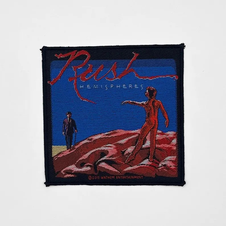 Offizieller Rush Patch | "Hemispheres" Album Cover Woven Aufnäher | Prog Rock Merch | 10 x 10 cm