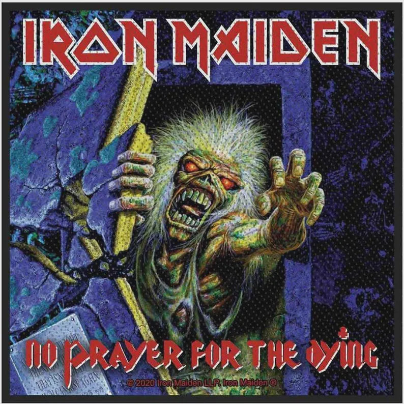 Iron Maiden Aufnäher No Prayer for the Dying Patch 9,5 x 9,5 cm - Heavy Metal Band Merch Gewebt - Kutte Jacke Rucksack Deko Eddie Motiv