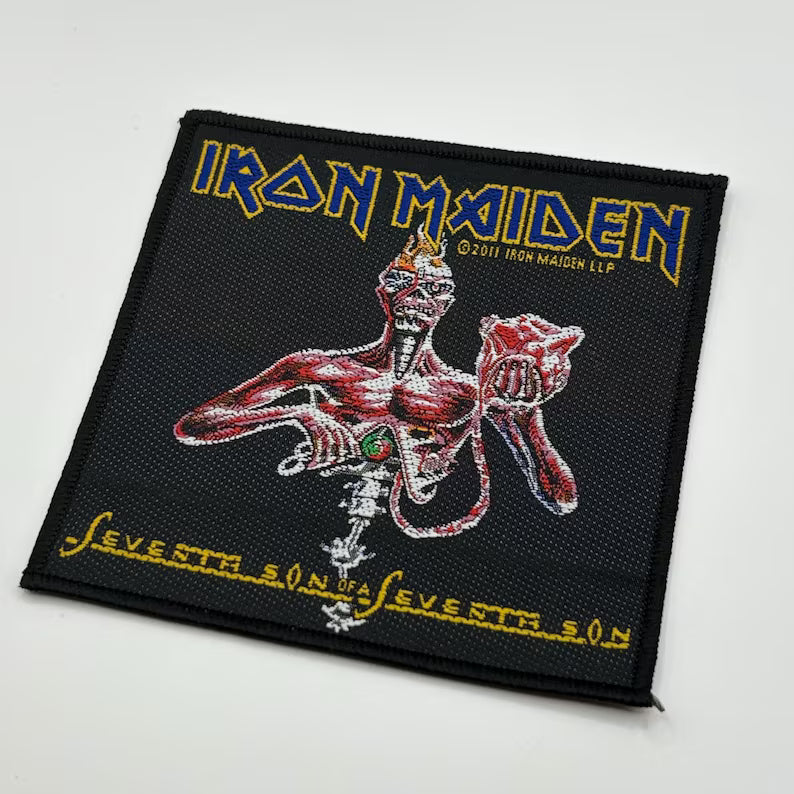 Iron Maiden Aufnäher SEVENTH SON Patch 10 x 10 cm - Heavy Metal Band Merch Gewebt - Kutte Jacke Rucksack Deko Eddie Motiv
