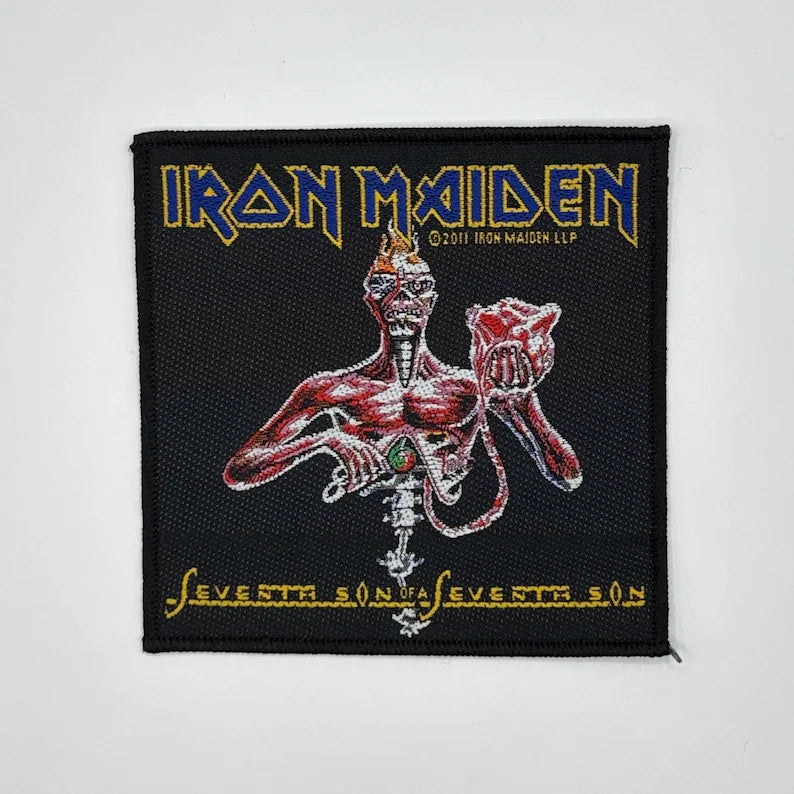 Iron Maiden Aufnäher SEVENTH SON Patch 10 x 10 cm - Heavy Metal Band Merch Gewebt - Kutte Jacke Rucksack Deko Eddie Motiv