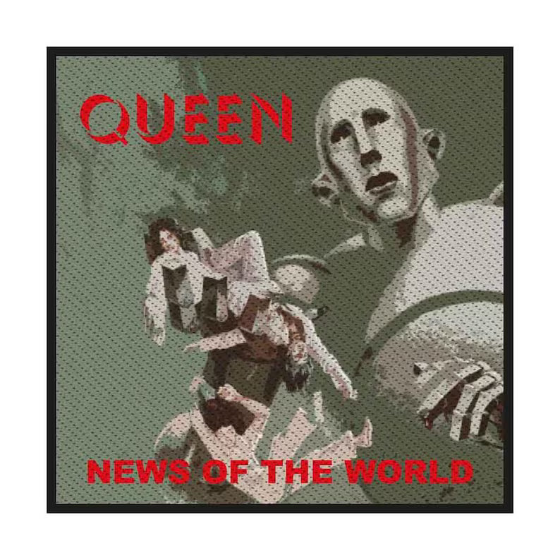 Queen Patch News Of The World Patch 10 x 10 cm - Classic Rock Band Merch Woven - Cut-off Jacket Backpack Decor Robot Motif