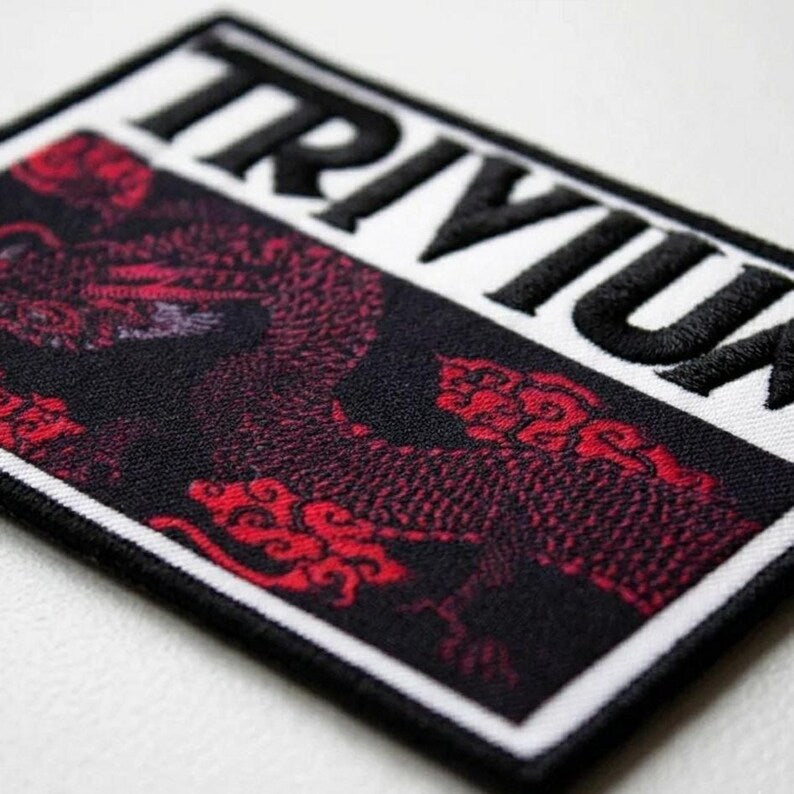 Trivium Patch DEADMEN DRAGONS Patch 9.5 x 7 cm - Metalcore Band Merch Printed - Battle Vest Jacket Iron-on Dragon