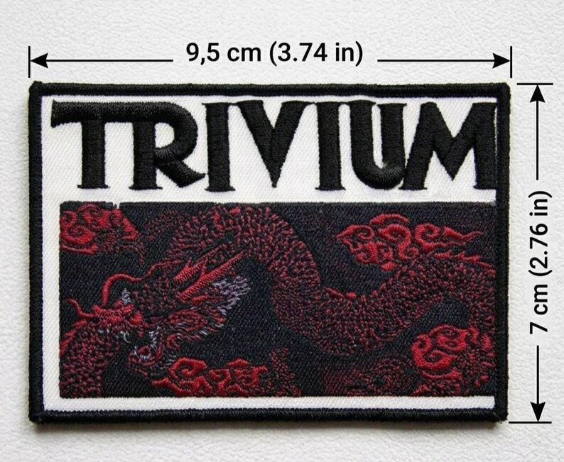 Trivium Aufnäher DEADMEN DRAGONS Patch 9,5 x 7 cm - Metalcore Band Merch Gedruckt - Kutte Jacke Bügelbild Aufbügler Drache