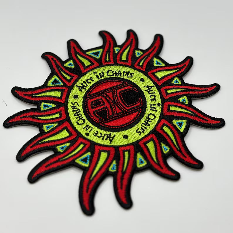 Alice In Chains Patch SUN LOGO COLOR Patch 14 x 13 cm - Grunge Band Merch Woven - Battle Jacket Iron-on Sun Patch