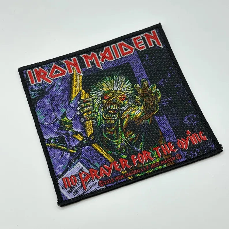 Iron Maiden Aufnäher No Prayer for the Dying Patch 9,5 x 9,5 cm - Heavy Metal Band Merch Gewebt - Kutte Jacke Rucksack Deko Eddie Motiv