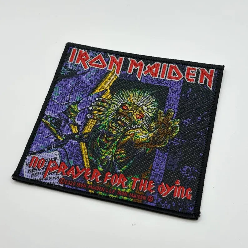 Iron Maiden Aufnäher No Prayer for the Dying Patch 9,5 x 9,5 cm - Heavy Metal Band Merch Gewebt - Kutte Jacke Rucksack Deko Eddie Motiv