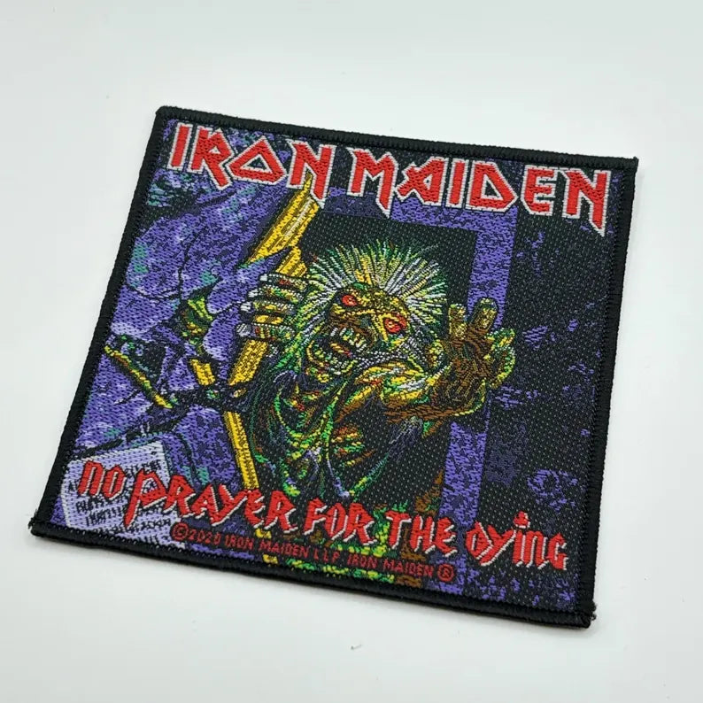 Iron Maiden Aufnäher No Prayer for the Dying Patch 9,5 x 9,5 cm - Heavy Metal Band Merch Gewebt - Kutte Jacke Rucksack Deko Eddie Motiv