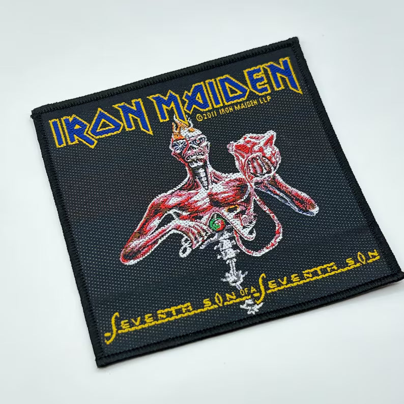 Iron Maiden Aufnäher SEVENTH SON Patch 10 x 10 cm - Heavy Metal Band Merch Gewebt - Kutte Jacke Rucksack Deko Eddie Motiv