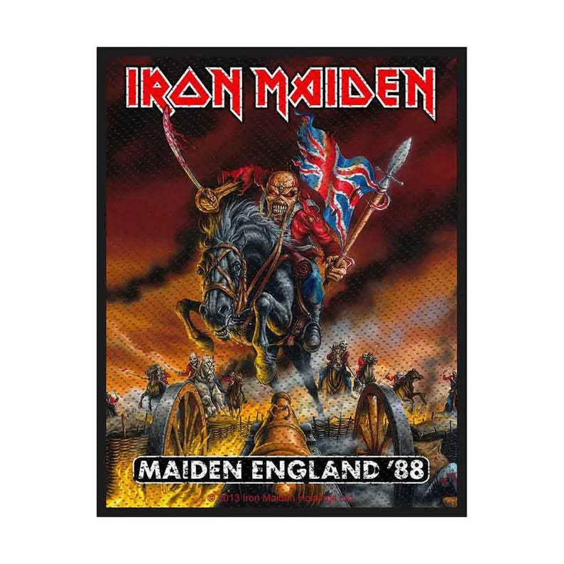 Iron Maiden Aufnäher MAIDEN ENGLAND Patch 10 x 7,5 cm - Heavy Metal Band Merch Gewebt - Kutte Jacke Rucksack Deko Eddie Motiv