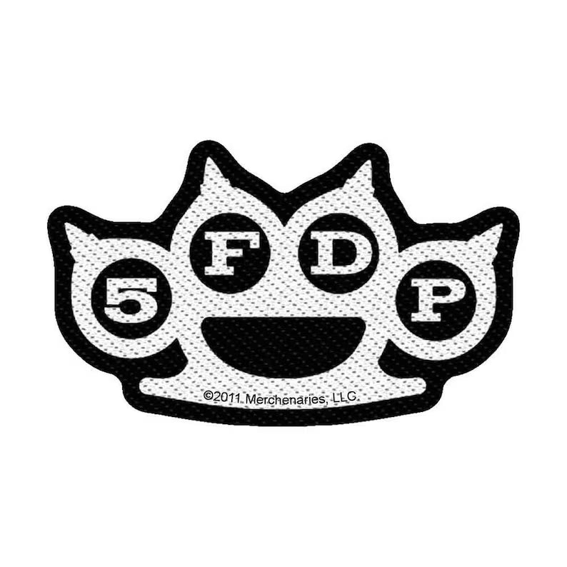 Offizieller Five Finger Death Punch Patch | Knuckles Cut-Out Logo | Gewebter Aufnäher zum Annähen | 10 x 6 cm