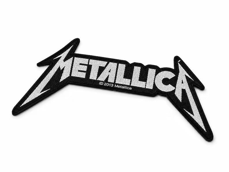 Metallica Aufnäher SHAPED LOGO Patch 12 x 7 cm - Thrash Metal Band Merch Gewebt - Kutte Jacke Rucksack Deko Klassischer Schriftzug
