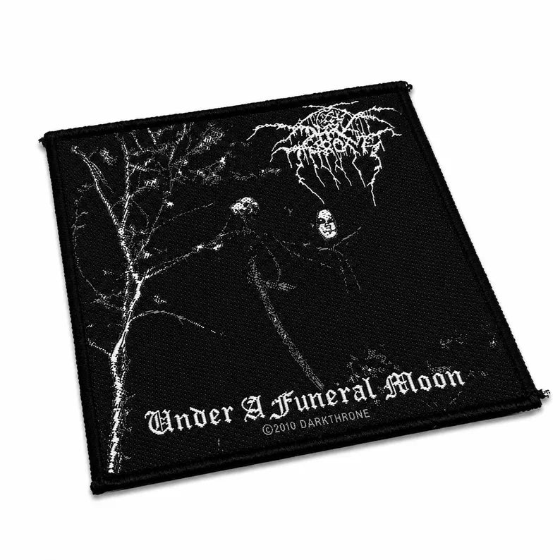 Offizieller Darkthrone Patch | "Under a Funeral Moon" Woven Aufnäher | Black Metal Merch | 10 x 10 cm