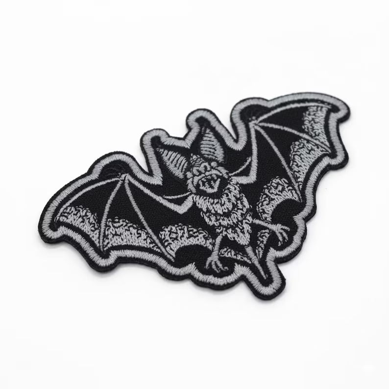 Bat Patch - 10 x 6.5 cm - Black Patch Goth Vampire Halloween Embroidery
