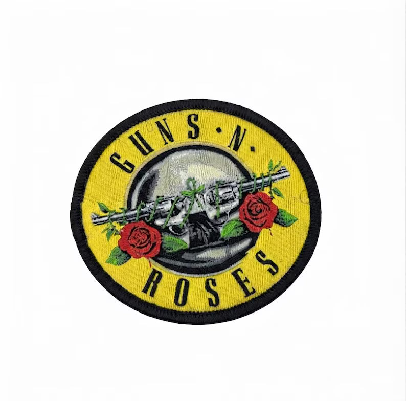 Guns N' Roses Aufnäher CLASSIC CIRCLE LOGO Patch 7,5 x 7,5 cm - Hard Rock Band Merch Gewebt - Kutte Jacke Rucksack Deko Rundes Motiv