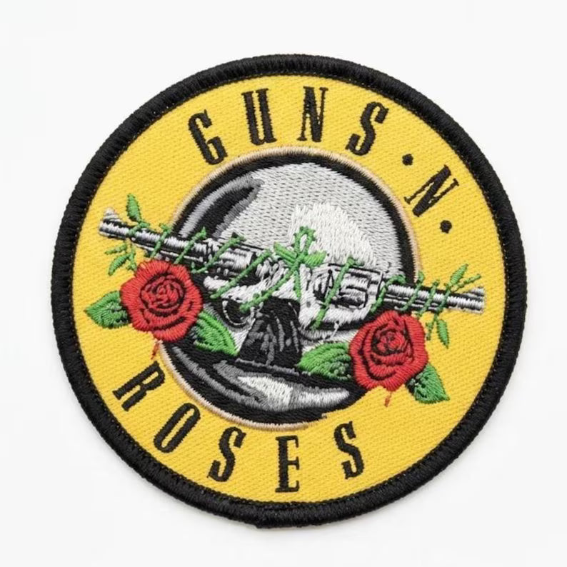 Guns N' Roses Aufnäher CLASSIC CIRCLE LOGO Patch 7,5 x 7,5 cm - Hard Rock Band Merch Gewebt - Kutte Jacke Rucksack Deko Rundes Motiv