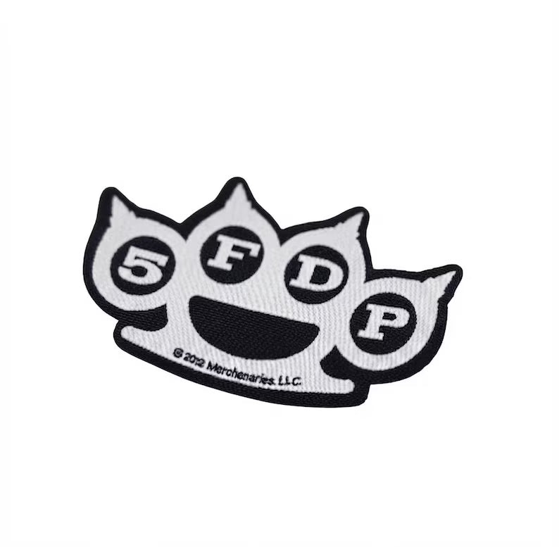 Offizieller Five Finger Death Punch Patch | Knuckles Cut-Out Logo | Gewebter Aufnäher zum Annähen | 10 x 6 cm