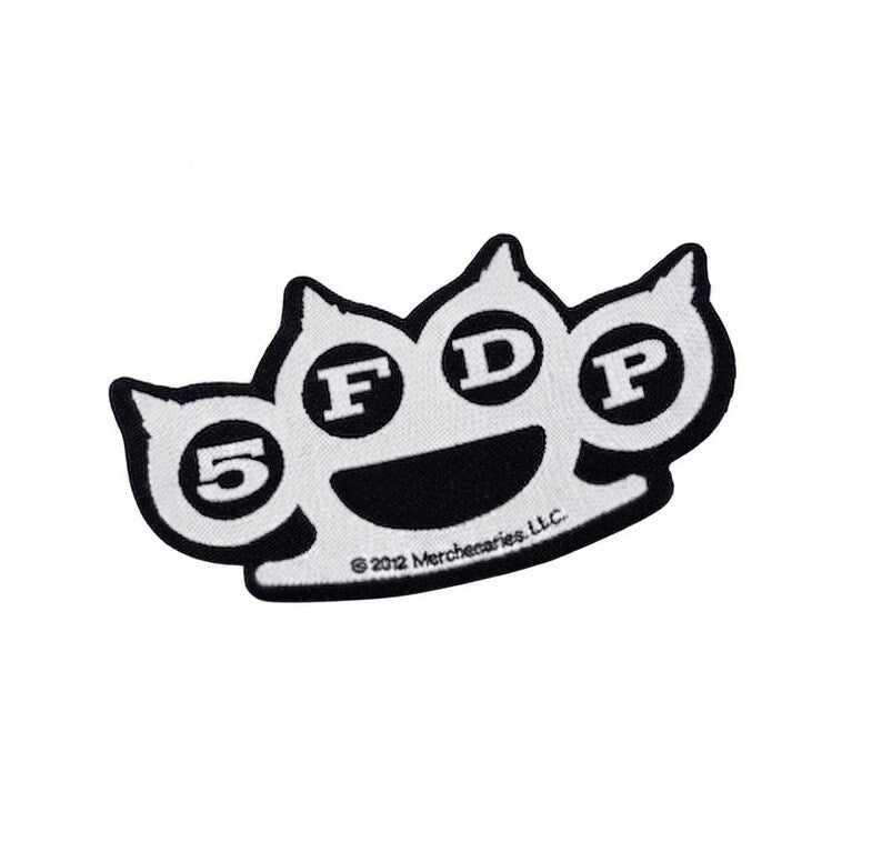 Offizieller Five Finger Death Punch Patch | Knuckles Cut-Out Logo | Gewebter Aufnäher zum Annähen | 10 x 6 cm