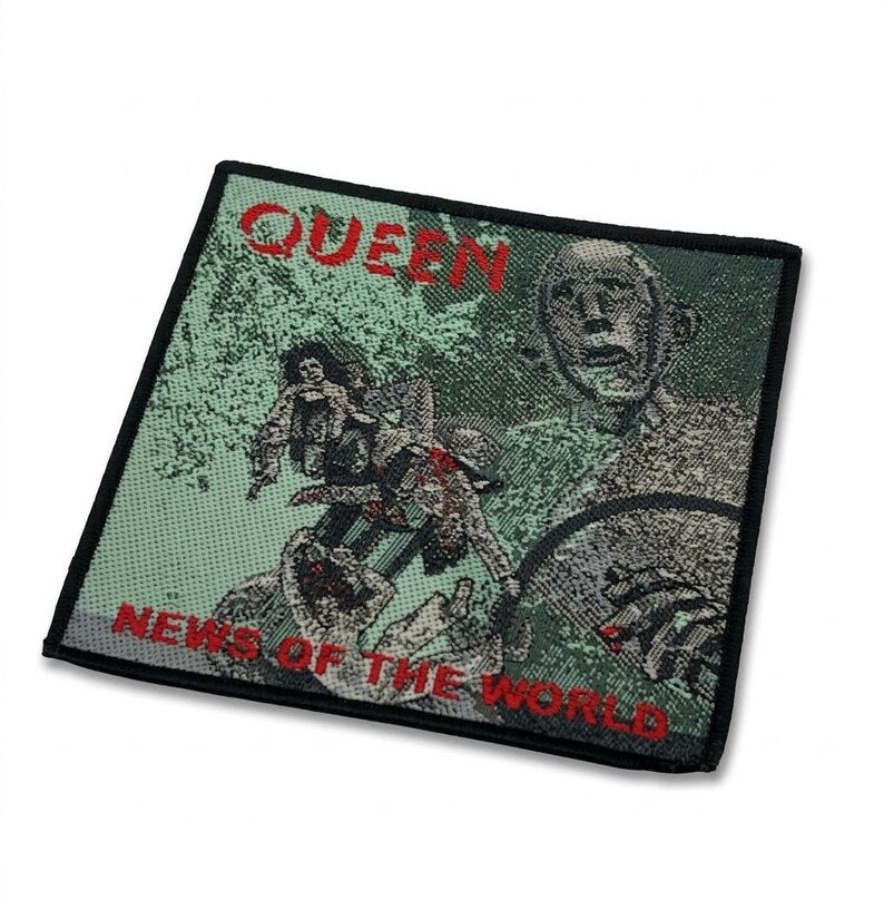 Queen Patch News Of The World Patch 10 x 10 cm - Classic Rock Band Merch Woven - Cut-off Jacket Backpack Decor Robot Motif