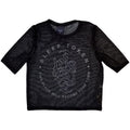 Sleep Token Tomb Mesh Crop Top - Schwarz Kurzarm Transparentes Shirt - Goth Grunge Alternative Metal Band Merch Worship Kleidung