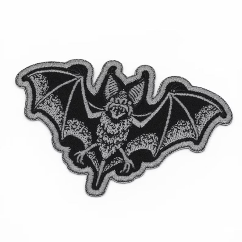 Bat Patch - 10 x 6.5 cm - Black Patch Goth Vampire Halloween Embroidery