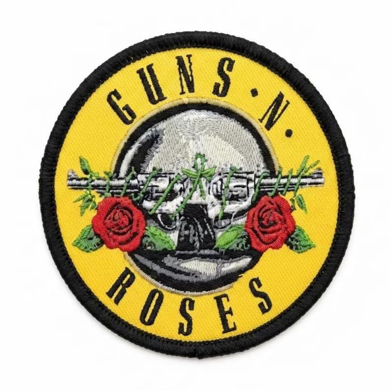 Guns N' Roses Aufnäher CLASSIC CIRCLE LOGO Patch 7,5 x 7,5 cm - Hard Rock Band Merch Gewebt - Kutte Jacke Rucksack Deko Rundes Motiv