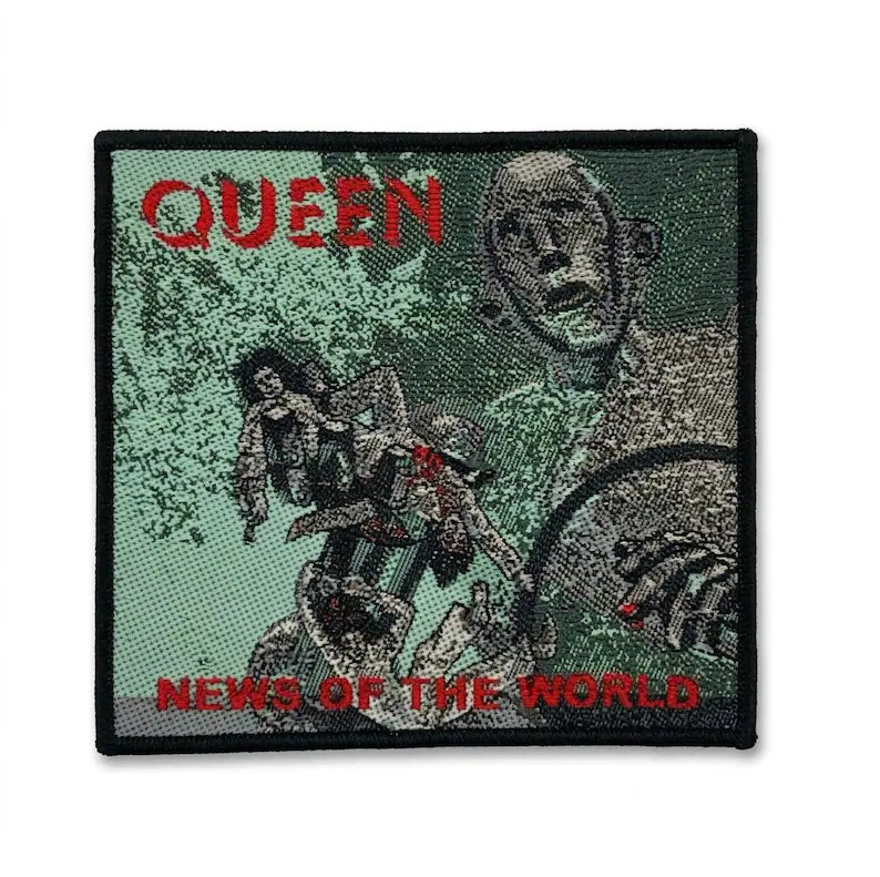 Queen Patch News Of The World Patch 10 x 10 cm - Classic Rock Band Merch Woven - Cut-off Jacket Backpack Decor Robot Motif
