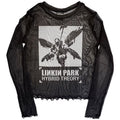 Linkin Park Hybrid Theory Mesh Crop Top - Schwarz Langarm Transparentes Shirt - Goth Grunge Alternative Rock Y2K Band Merch