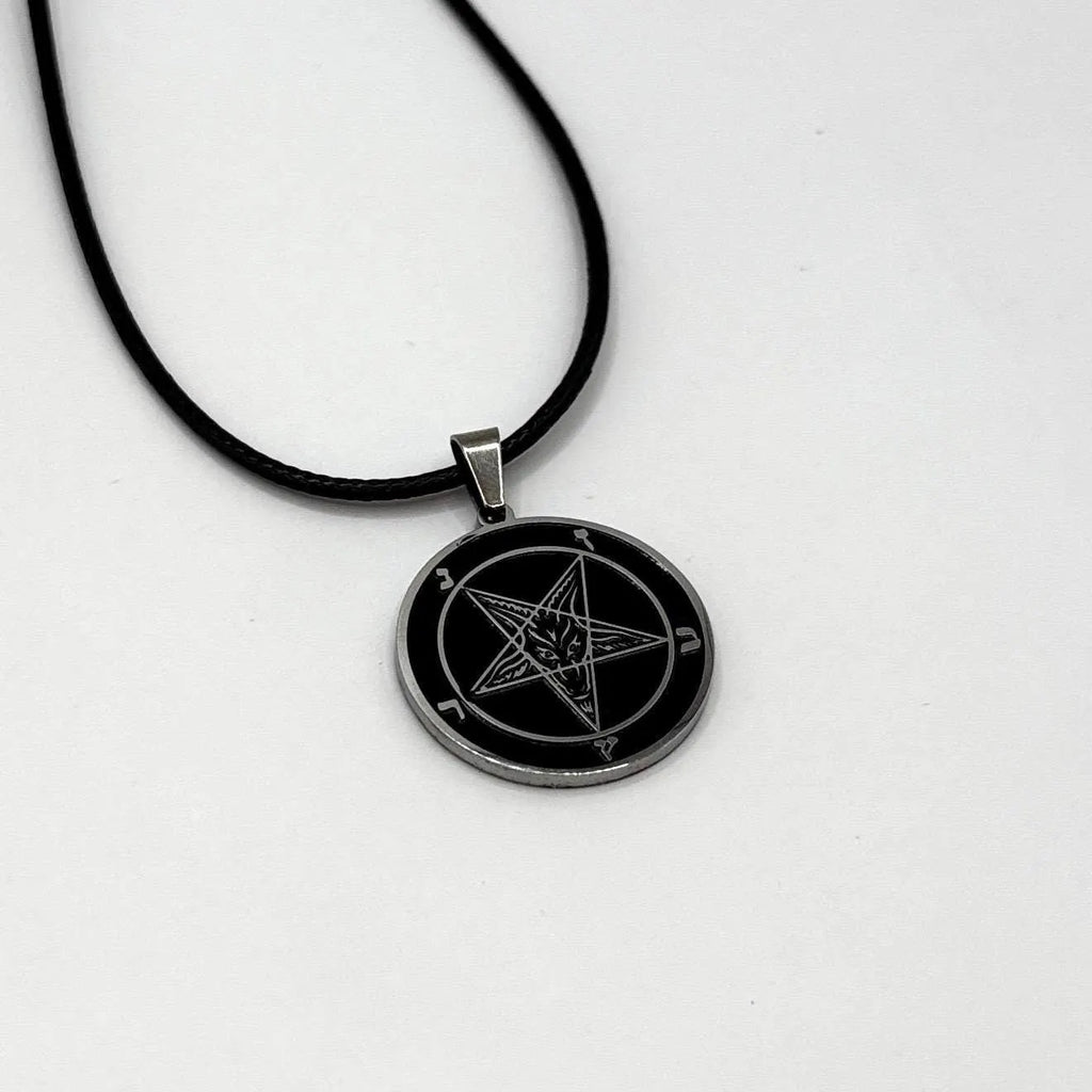 Pentagramm Kette Ziegenkopf – 2,5 x 2,5 cm – Sigil of Lucifer Anhänger – Beidseitig – Edelstahl Satanic Gothic Hexen Schmuck