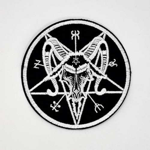 Baphomet Pentagram Patch 10 cm – Satanism Patch – Black Magic Embroidery – Occult - Sew-on