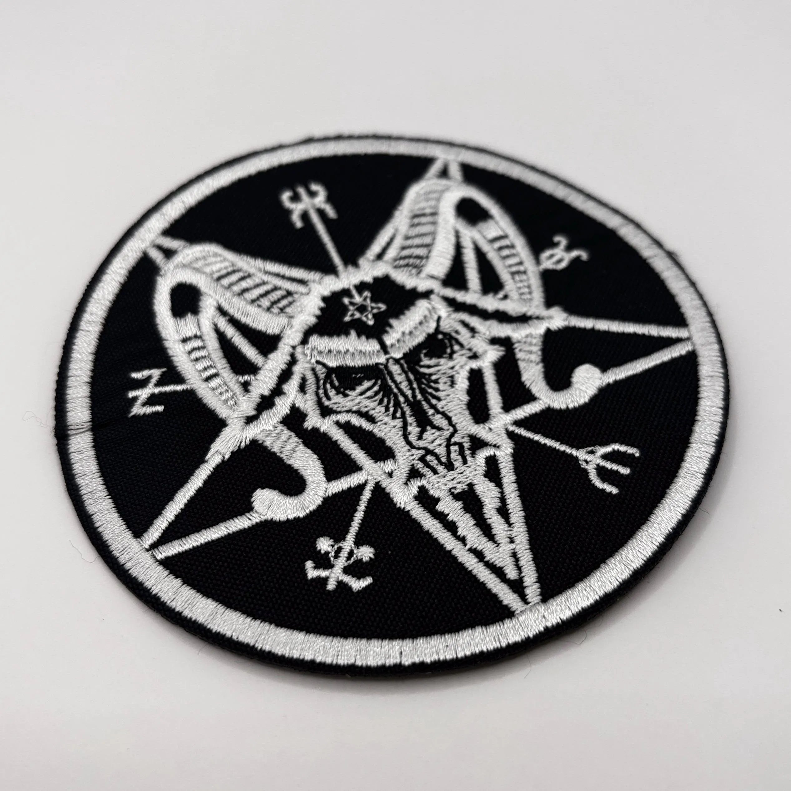 Baphomet Pentagram Patch 10 cm – Satanism Patch – Black Magic Embroidery – Occult - Sew-on