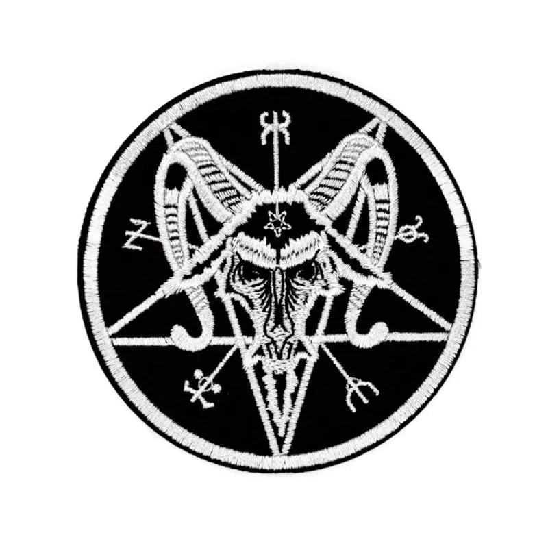 Baphomet Pentagramm Aufnäher 10 cm – Satanismus Patch – Schwarze Magie Stickerei – Okkult - zum Aufnähen